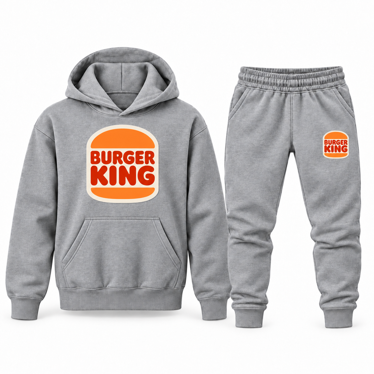 Youth Burger King Hoodie Jogger Set in Gray