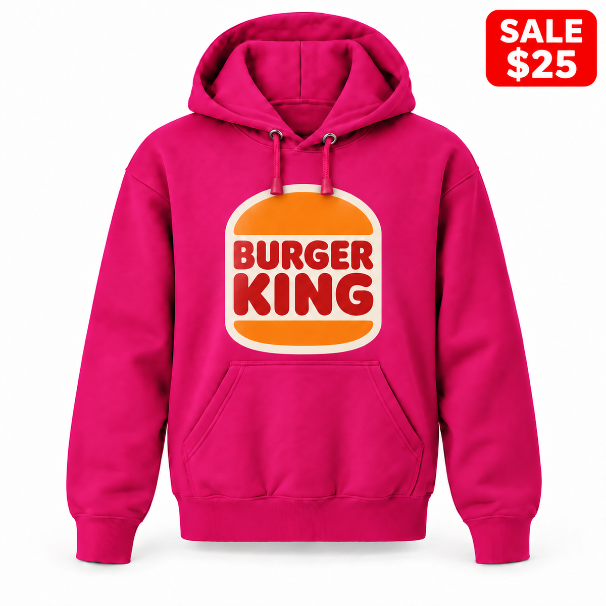 Youth Burger King Pullover Hoodie in Hot Pink — SALE $25