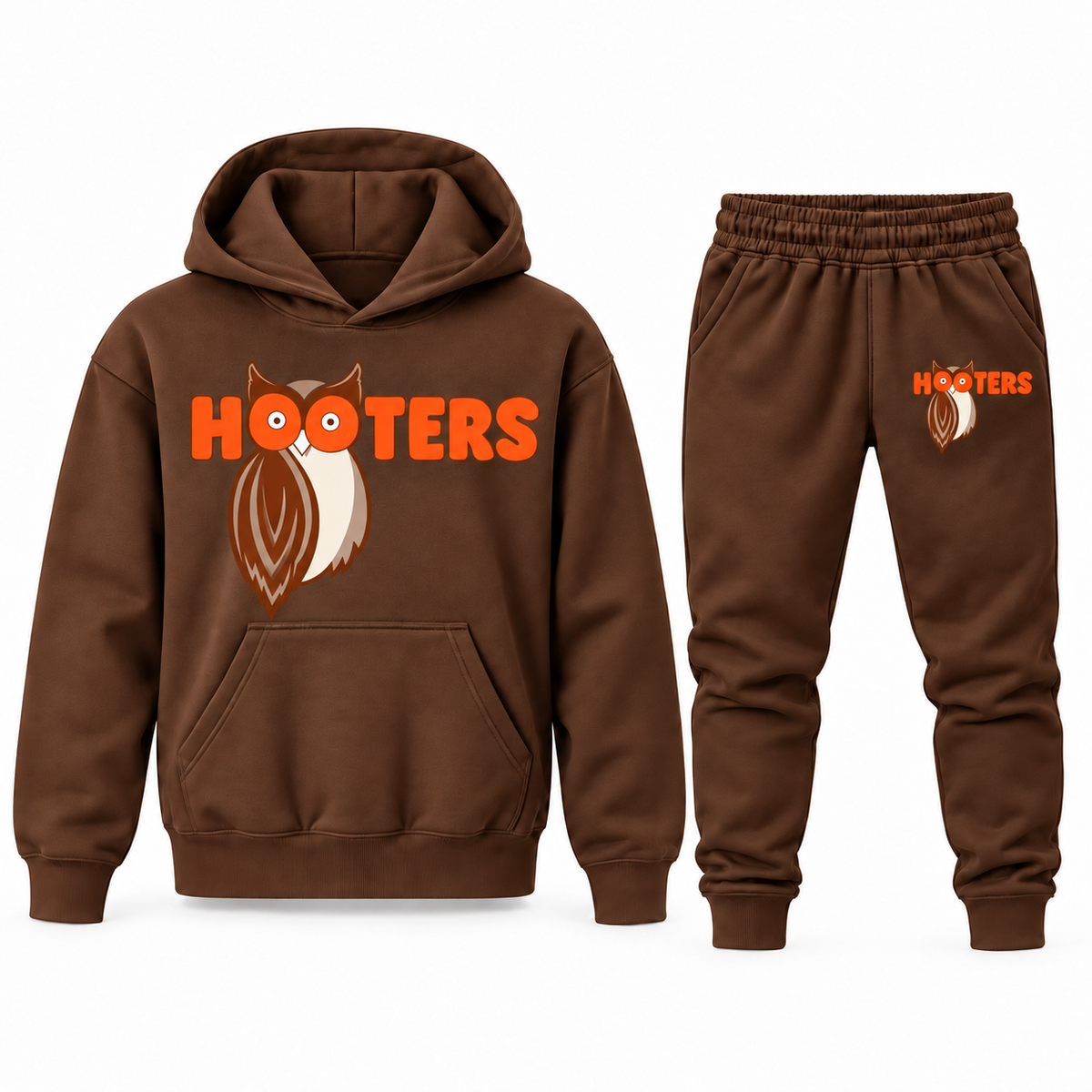 Youth Hooters Hoodie Jogger Set - Brown