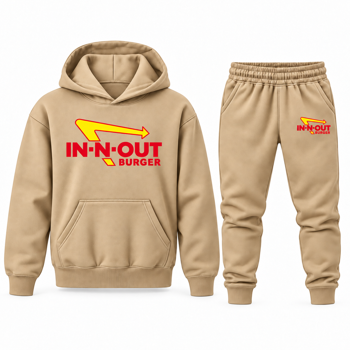 Youth In-N-Out Burger hoodie jogger set - Tan