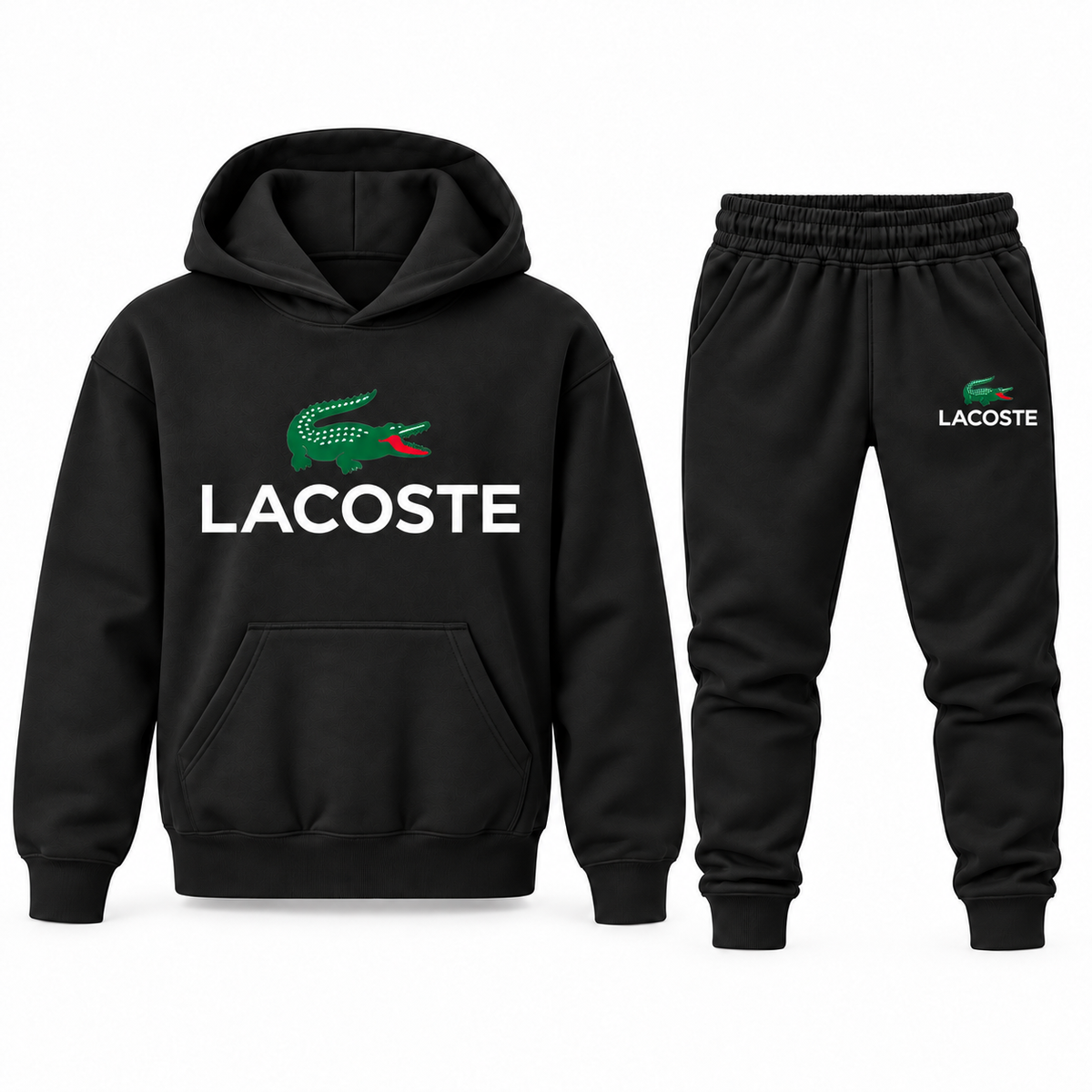 Youth Lacoste Hoodie Jogger Set in Black