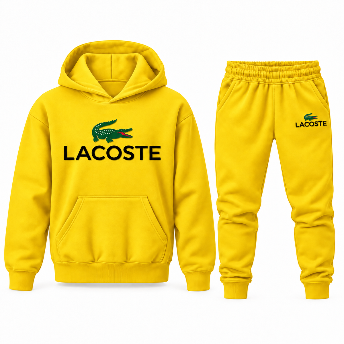 Youth Lacoste Hoodie Jogger Set in Yellow