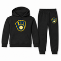 Youth Milwaukee Brewers hoodie jogger set in Black