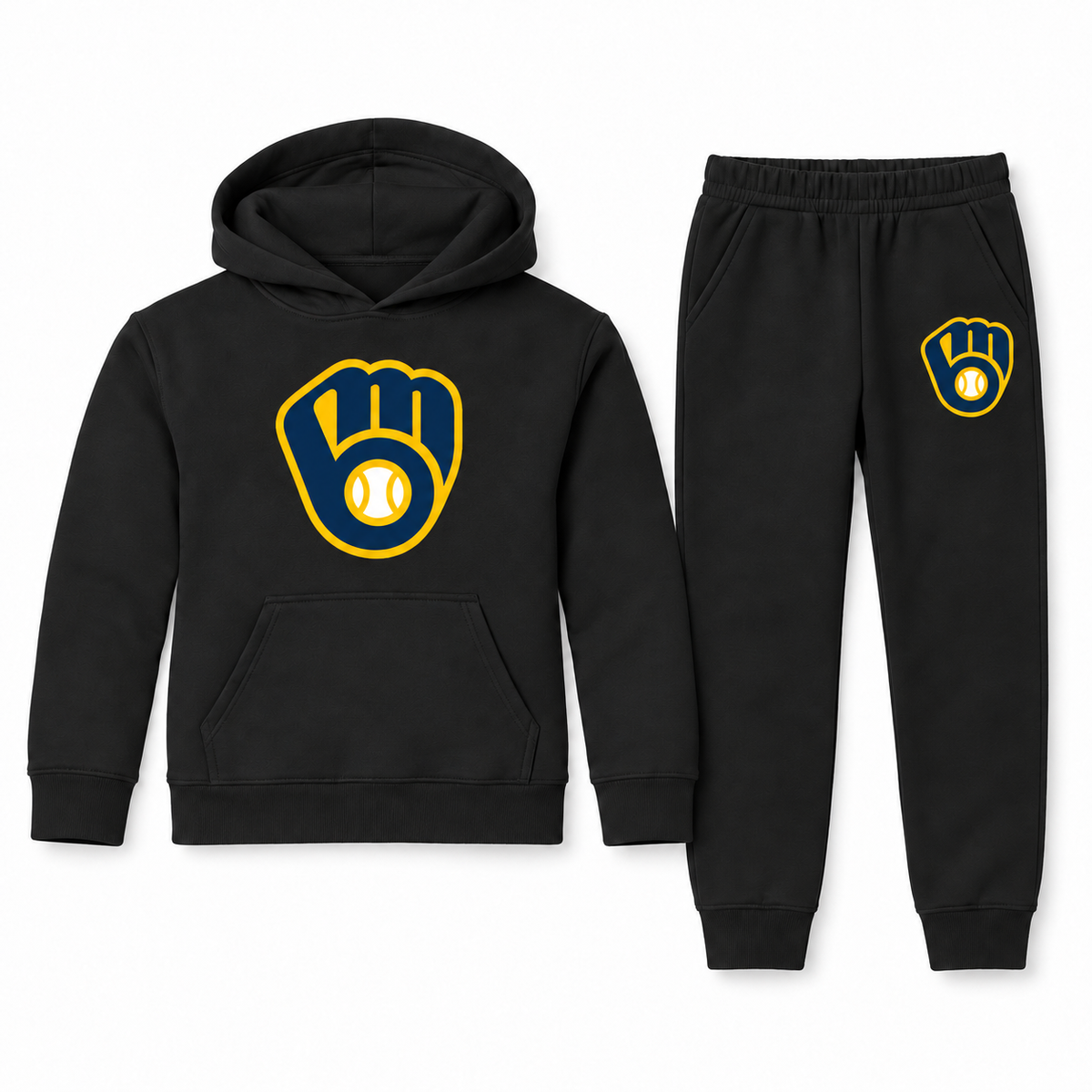 Youth Milwaukee Brewers hoodie jogger set in Black