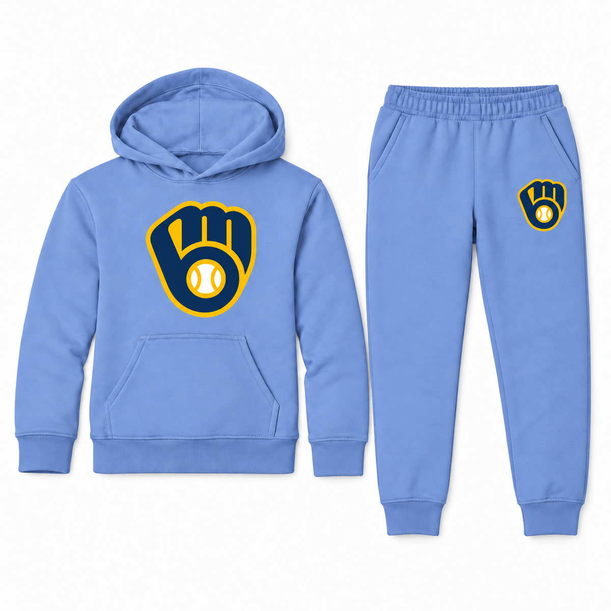 Youth Milwaukee Brewers hoodie jogger set in Carolina Blue