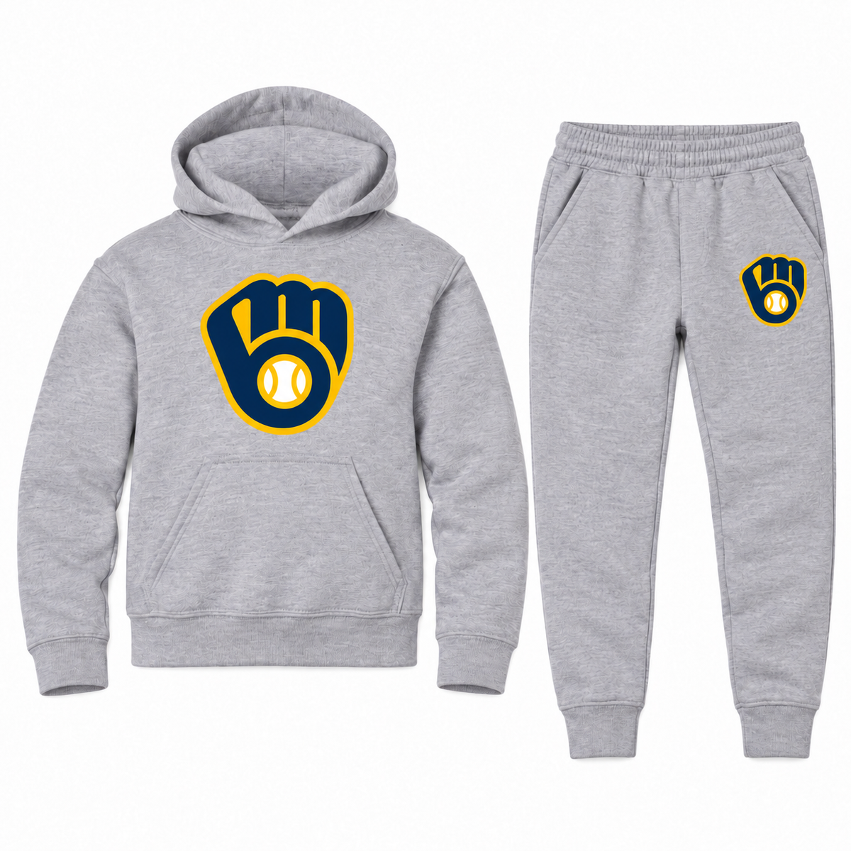 Youth Milwaukee Brewers hoodie jogger set in Sports Grey