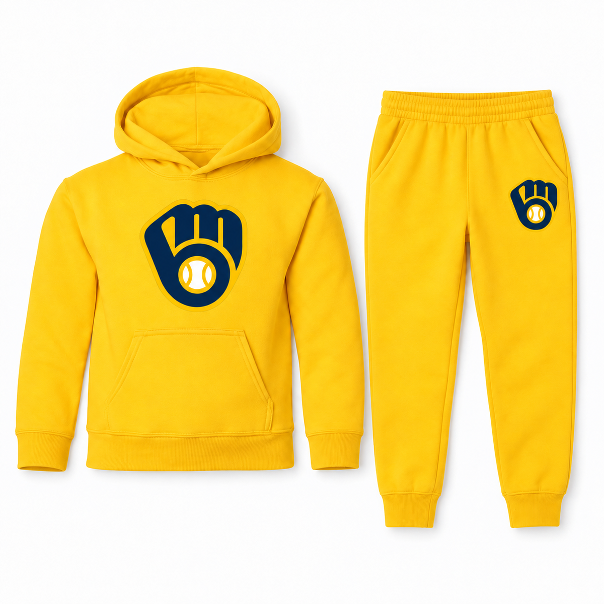 Youth Milwaukee Brewers hoodie jogger set in Yellow