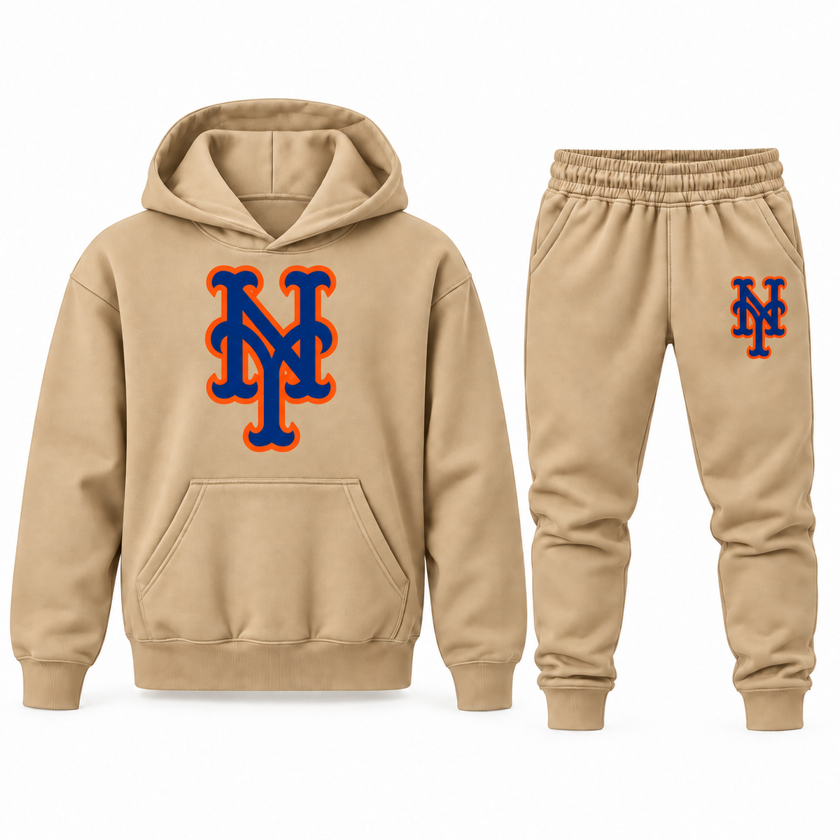 Youth New York Mets Hoodie Jogger Set - Tan