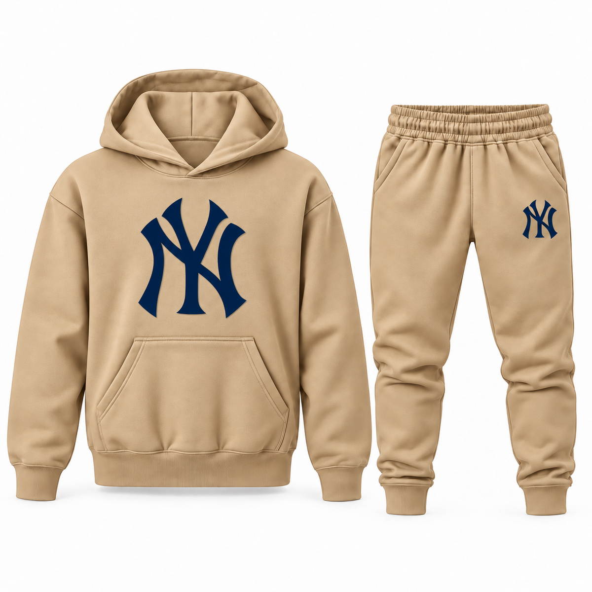 Youth New York Yankees Hoodie Jogger Set in Tan
