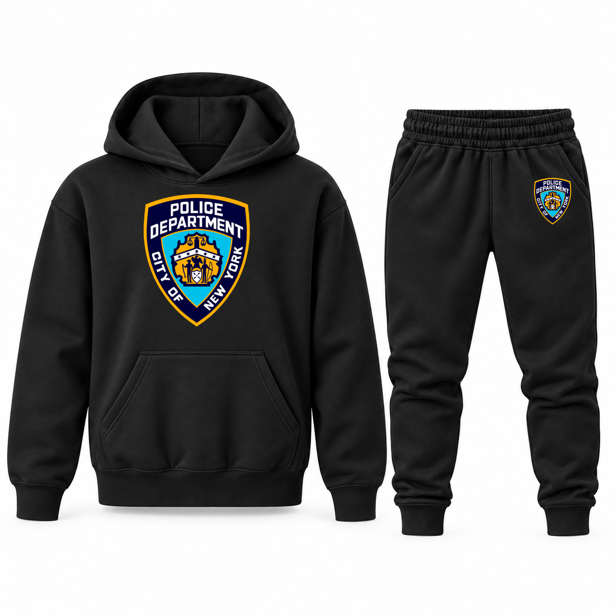 Youth NYPD Hoodie Jogger Set - Black