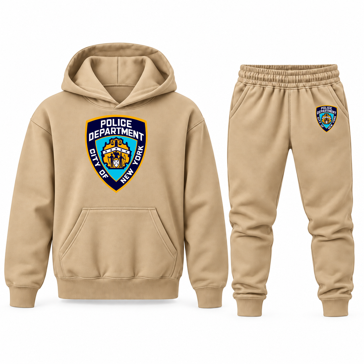 Youth NYPD Hoodie Jogger Set - Tan