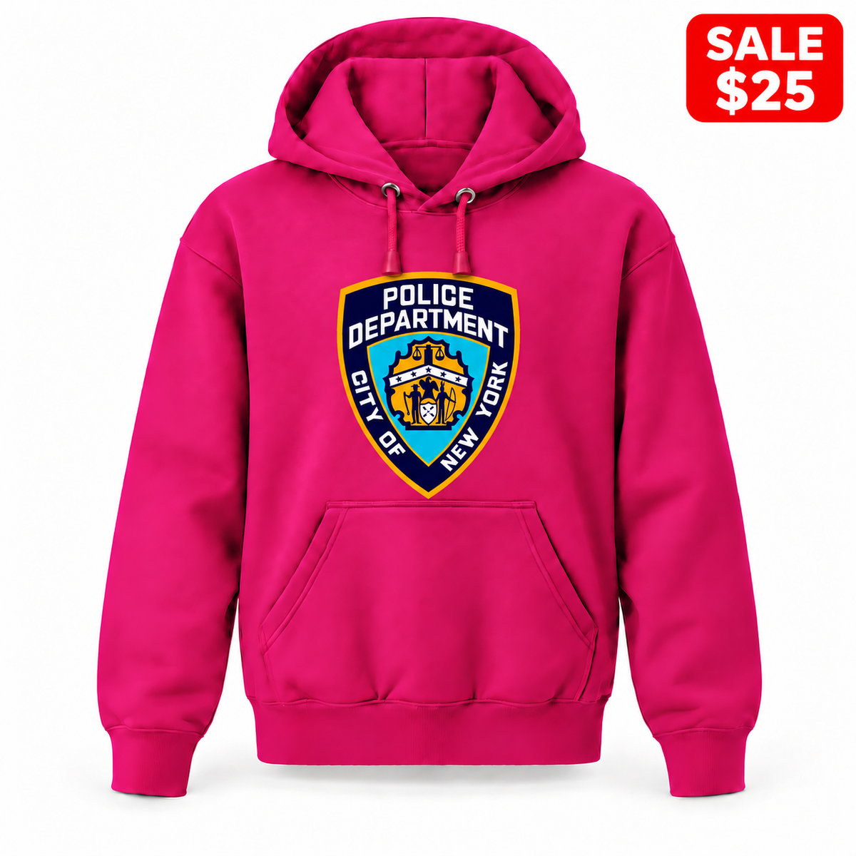 Youth NYPD Pullover Hoodie in Hot Pink — SALE $25