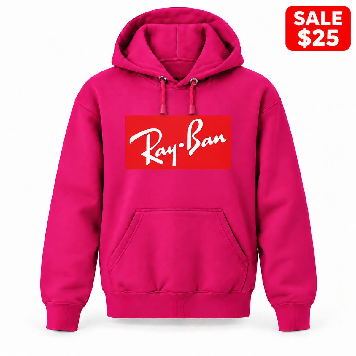 Youth Ray-Ban Pullover Hoodie in Hot Pink — SALE $25