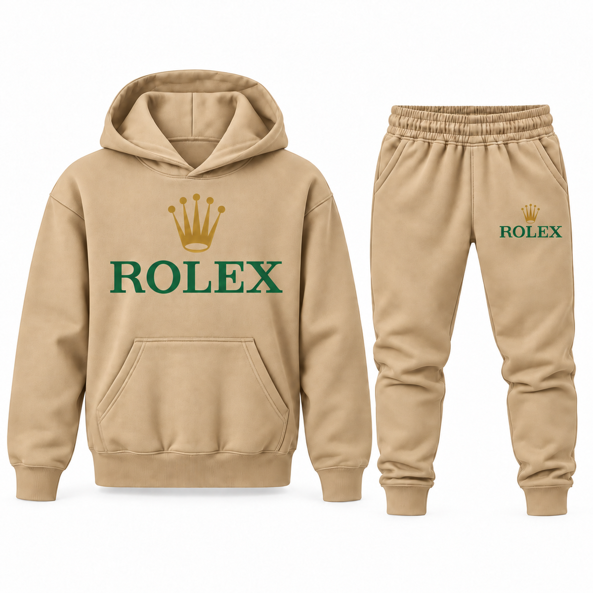 Youth Rolex Hoodie Jogger Set - Tan