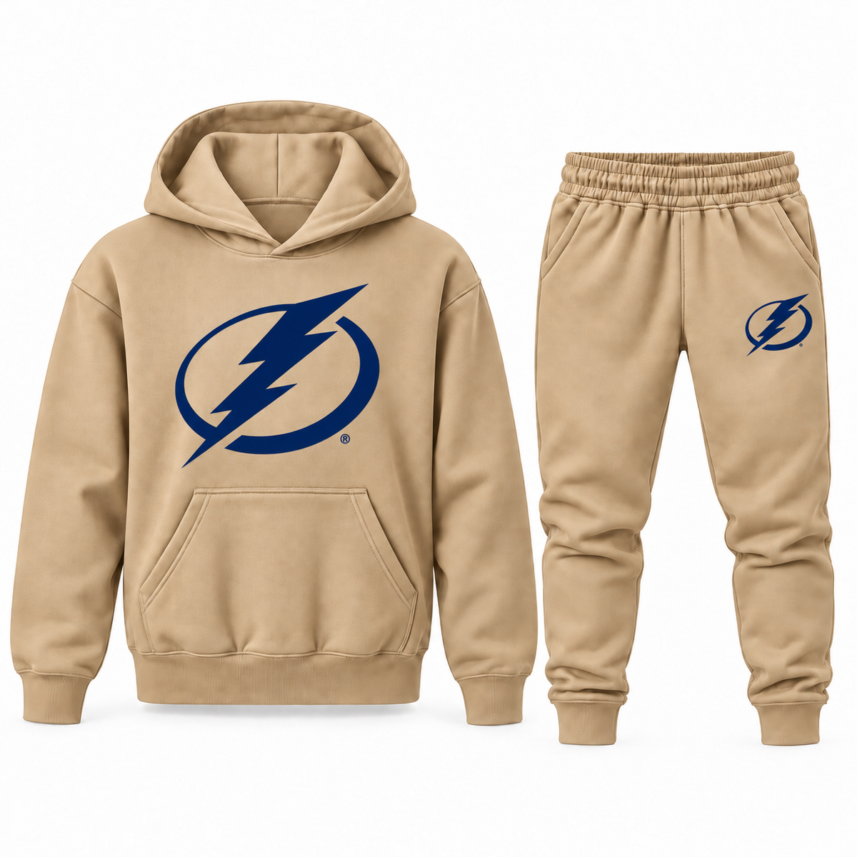 Youth Tampa Bay Lightning Hoodie Jogger Set in Tan