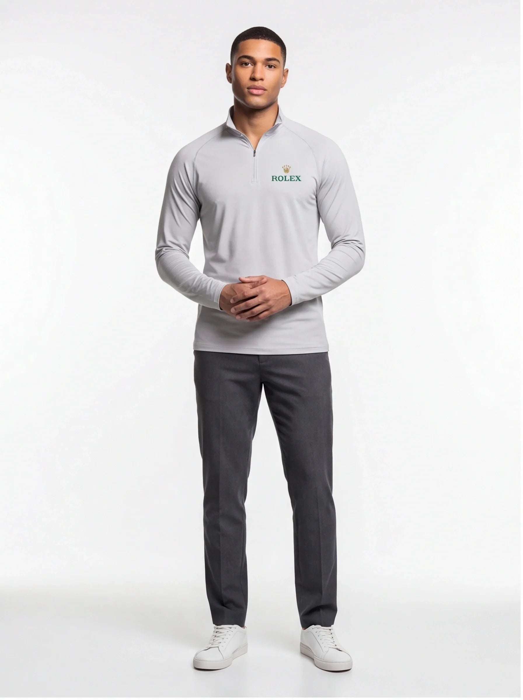 Men's Rolex Lightweight Quarter-Zip Athletic Shirt Long Sleeve Performance Wear
